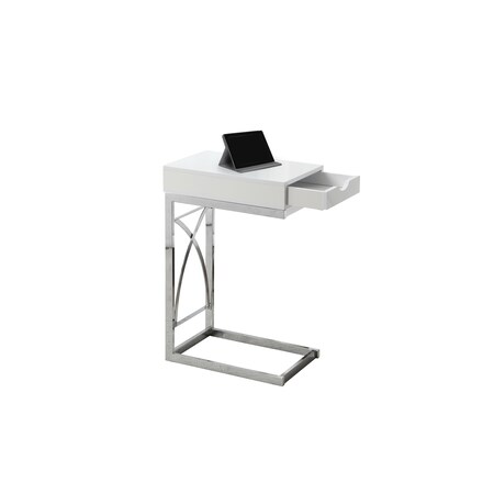 Monarch Specialties Accent Table - Chrome Metal / Glossy White With A Drawer I 3170